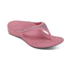 NEW Aetrex Womens 6 Pink Fiji Sparkle Water-Friendly Orthotic Recovery Sandals